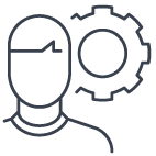 Icon mit Kopf und Zahnrad zum Thema Implementierung