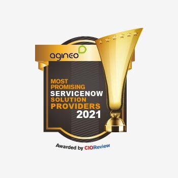 CIOReview-Siegel - agineo gehört auch 2021 zu den "Most Promising ServiceNow Solution Providers"