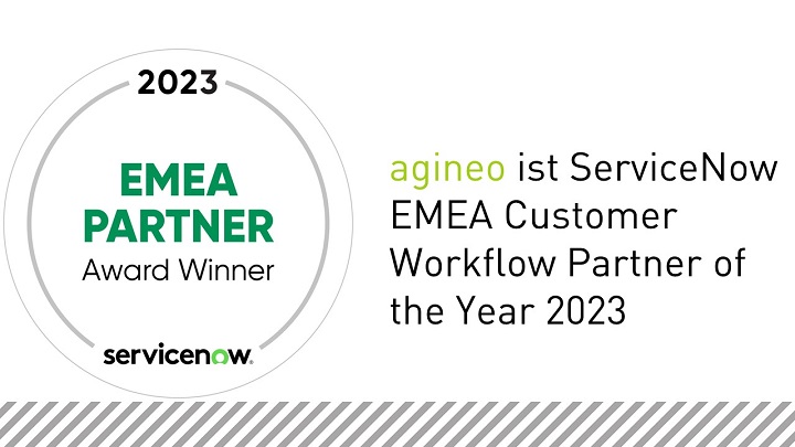 agineo ist ServiceNow EMEA Customer Workflow Partner of the Year 2023